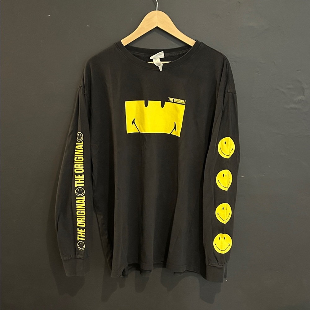 Smiley x H&M The Original Long Sleeve Graphic Tee Black Size XL